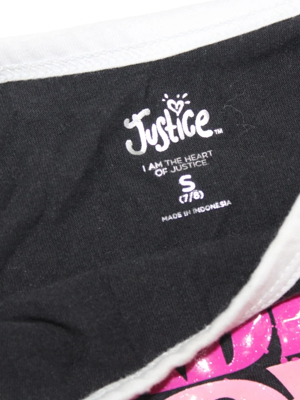 Justice black raglan